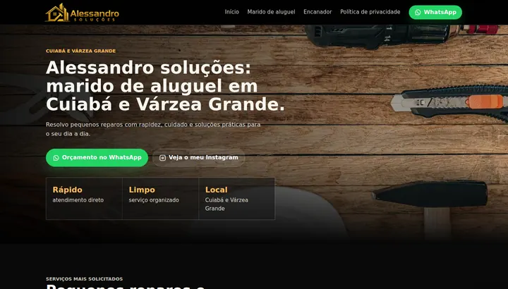 Página inicial do projeto Alessandro Soluções